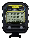Stoptec Stoppuhr PC-500 (500 Memory Speicher|Uhrzeit & Datum|Dualtimer) - Digital Profi Stoppuhr mit Druckpunktmechanik | spritzwasserfest |Trainer