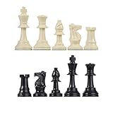 Schachfiguren, Kunststoff Schachspiel, International Standard Schachspiel, Komplettes Schachspiel für Kinder Teenager Erwachsene, Schwarz und Weiß(Groß-77mm)