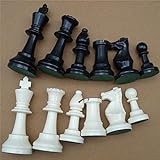 Dilwe Schachfiguren Set, Internationales Schachspiel aus Kunststoff Schachfiguren Set Schwarz & Weiß(B)