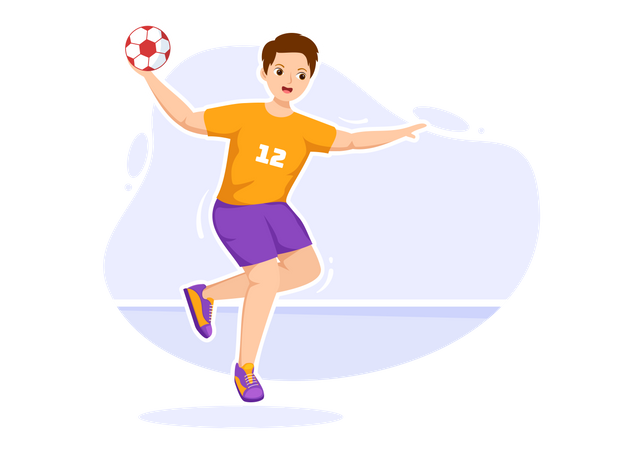 Junge spielt Handball