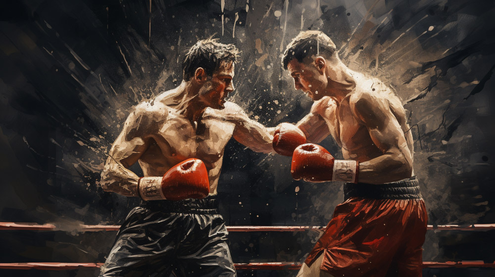 Boxer-während-des-Kampfes