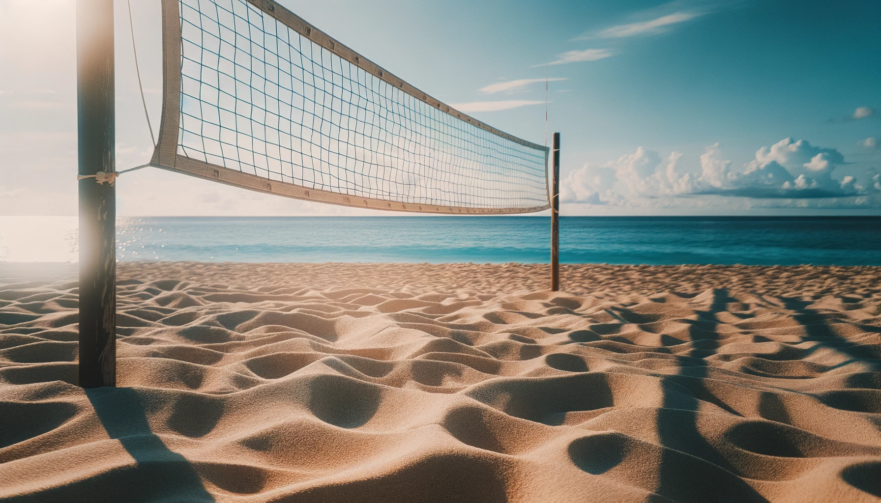 Ein Volleyballnetz am Strand