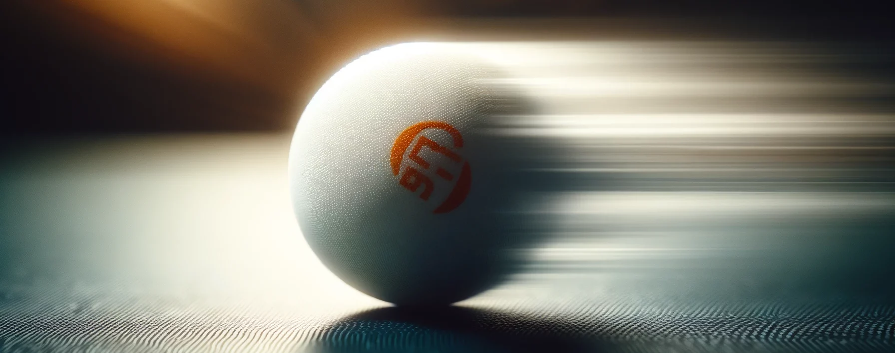 Foto eines Tischtennisballs in Bewegung, mit einem Unschärfeeffekt, der die hohe Geschwindigkeit des Balls zeigt.